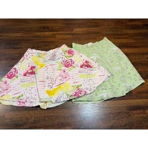 Lot of 2 vintage Y2K Copper Key girls pull on skirts. Sz 4T. Fun prints. Spring